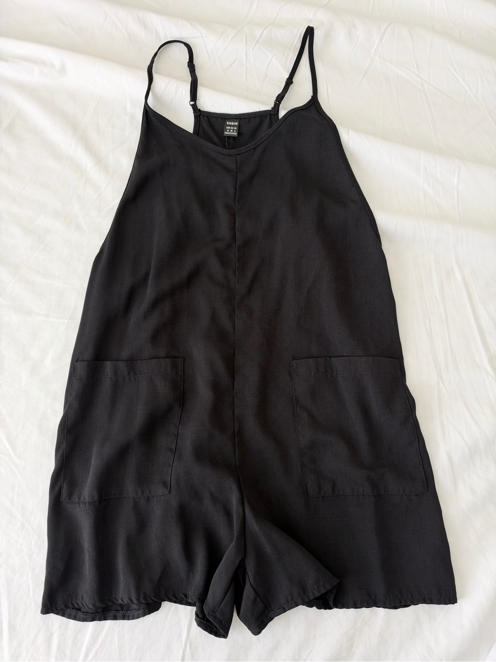 Black Sleeveless Romper with Pockets medium size 6